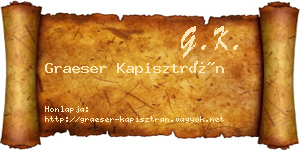 Graeser Kapisztrán névjegykártya